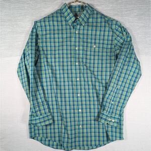 Duluth Trading Company Casual Button Down Shirt Mens Large Tall Green Checked